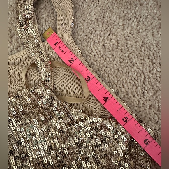 SOLD-Anthropologie Sequin Gold Party Crop Top XL - Picture 4 of 6